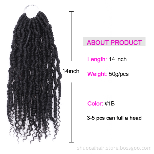 Bomb Twist Crochet Hair 14 Inch Spring Twist Crochet Braids Pre-looped Mini Passion Twist Braiding Hair Senegalese